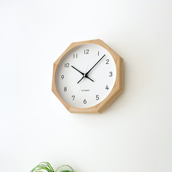 KATOMOKU muku clock 13 八角形 ナチュラル km-104NA8 掛け時計 木製 静か 5枚目の画像