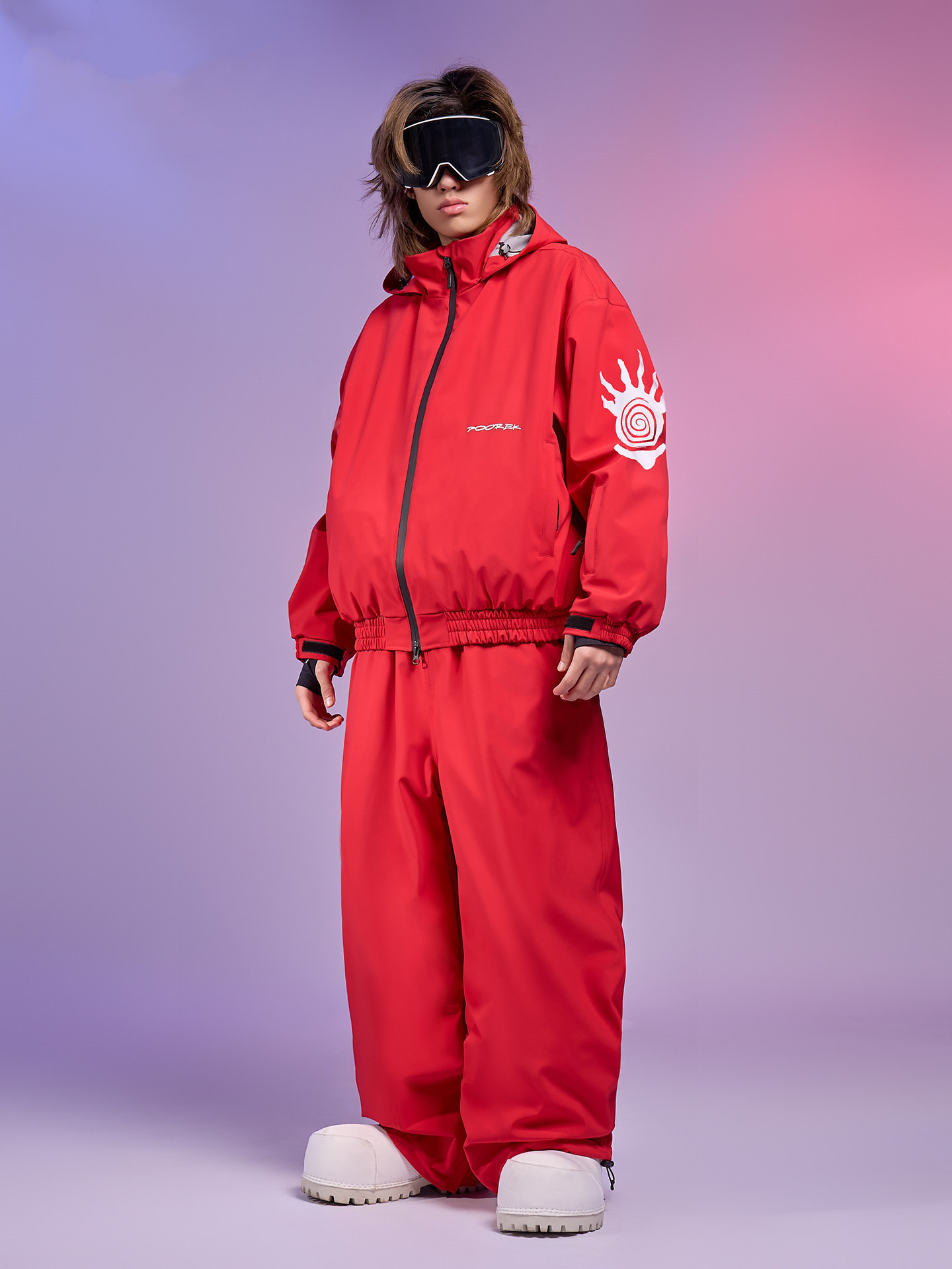 2026新作 スノボウェア 上下セット 赤 レッド 3L レディース メンズ ジャケット パンツ 2点セットSK158