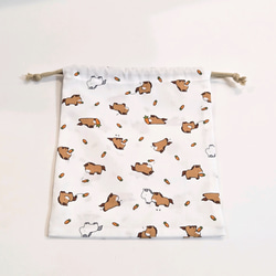 入園入学準備に◎ 動物柄巾着袋（25×20cm）｜給食袋・小物入れ・ギフト・サイズオーダー可 3枚目の画像
