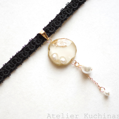 受注製作】レジンアート スライスアゲートとタティングレースと