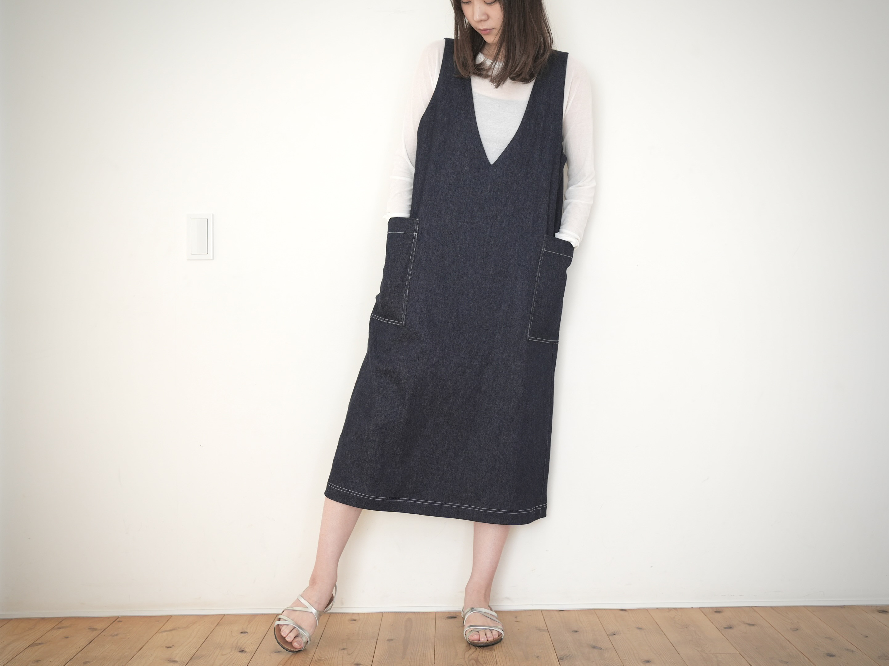 岡山デニムのストレッチジャンパースカート　No.372