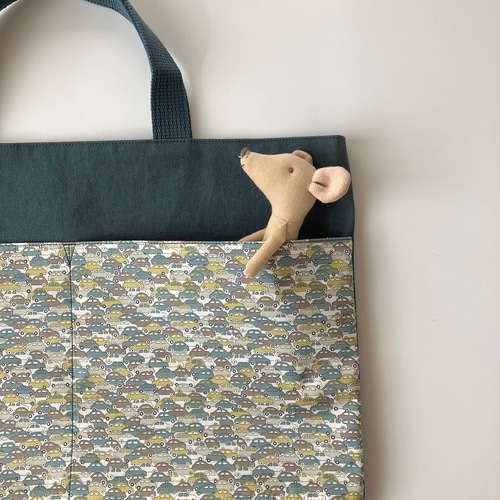 車 リバティ☆カーズ 帆布レッスンバッグ 30×40 男の子 乗り物