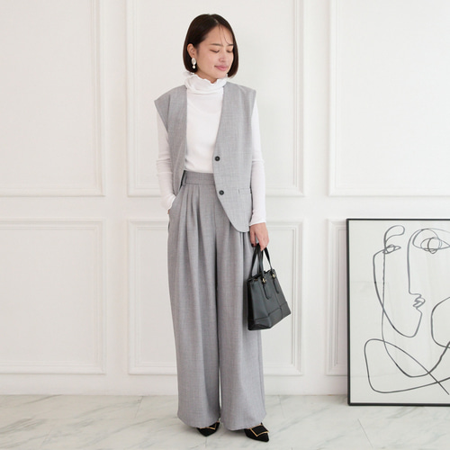 着回しが効くセットアップ】美シルエット✨ サラサラ素材 ジレと