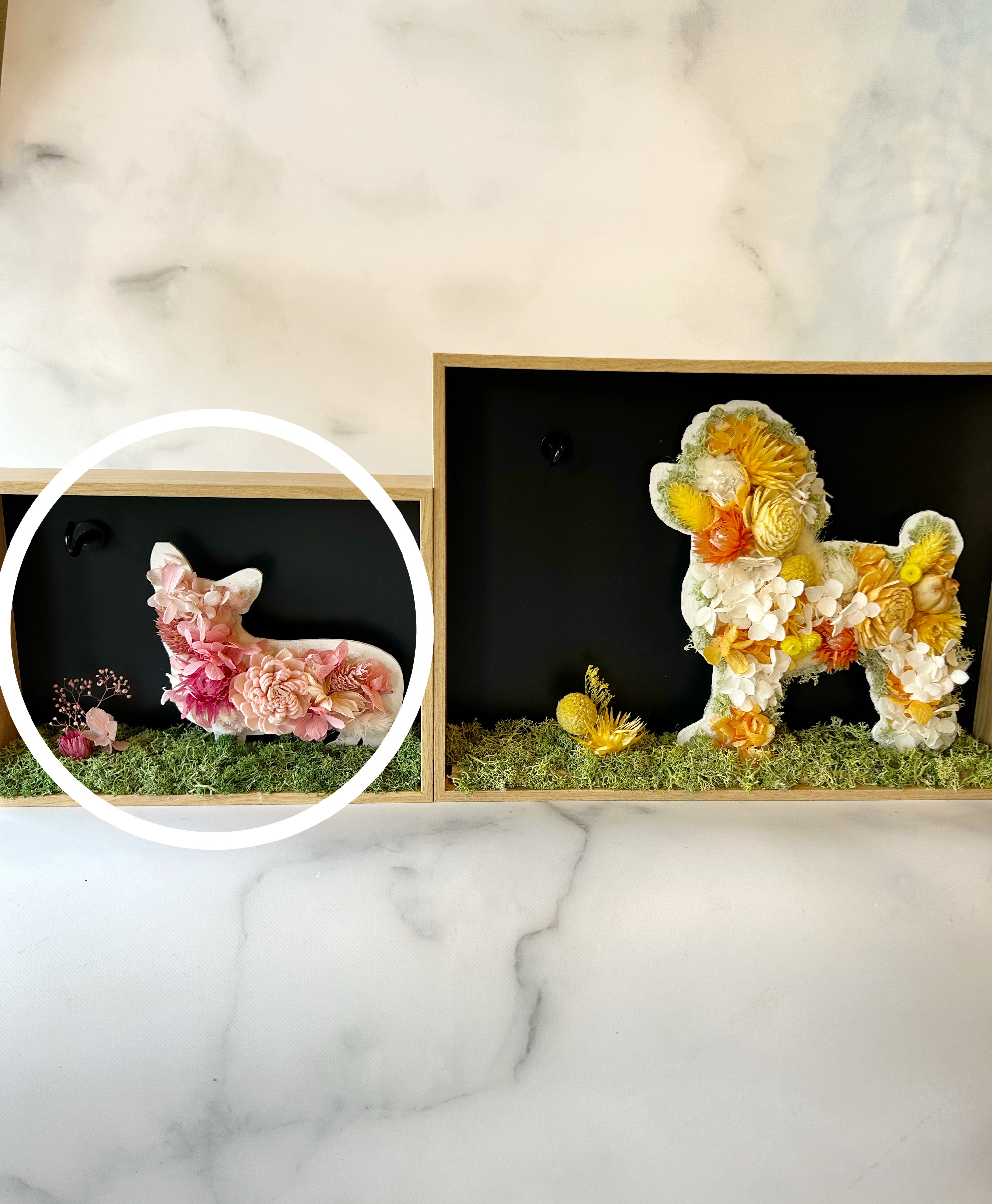 Animalフラワーシルエット♡ A5フレームタイプ♡送別・お祝い♡犬・猫・うさぎ♡名入れ