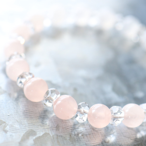 ☆プレミアムブレス☆ローズクォーツ：約8ミリ（グラデーションカラー
