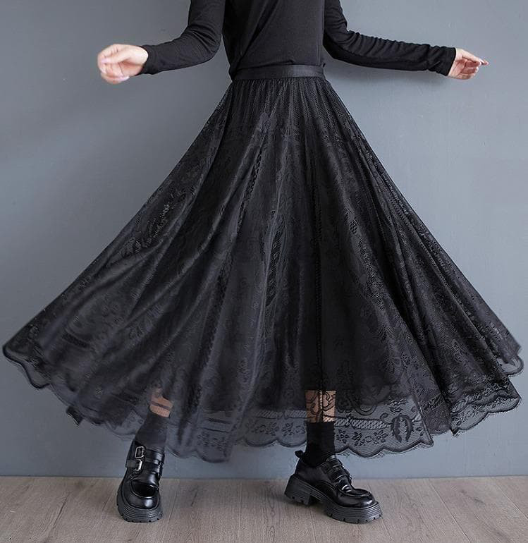 大きいサイズ ロング　スカート　レース　レディース 秋冬　春 新品h