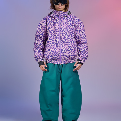 スノボ ウェア XL 2026 スノボウェア ジャケット 紫 パープル ヒョウ柄 アウター 3L