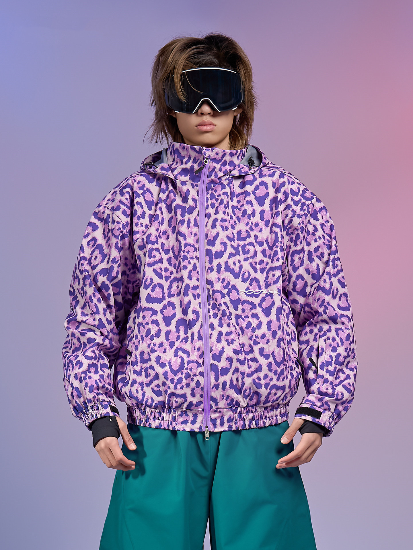 2026 スノボウェア ジャケット 紫 パープル ヒョウ柄 アウター 3L レディース メンズ トップス単品 SK159