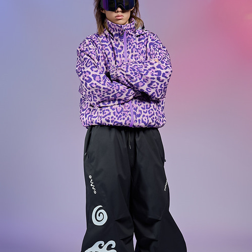 2026 スノボウェア ジャケット 紫 パープル ヒョウ柄 アウター 3L