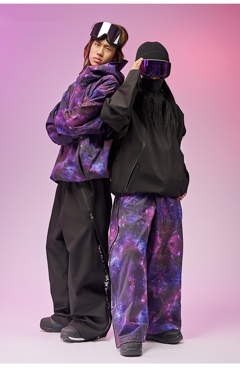2026 スノボウェア 上下セット 星柄 ハードシェル3L レディース メンズ ジャケット パンツ 2点セットSK162