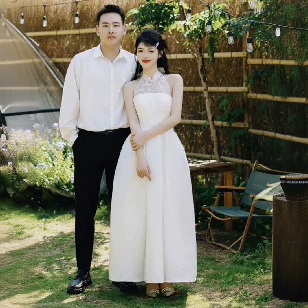 ウェディングドレス 白 黒 ノースリーブ シンプル プリンセス 花嫁 誕生日 成人式 前撮り お呼ばれ AK808