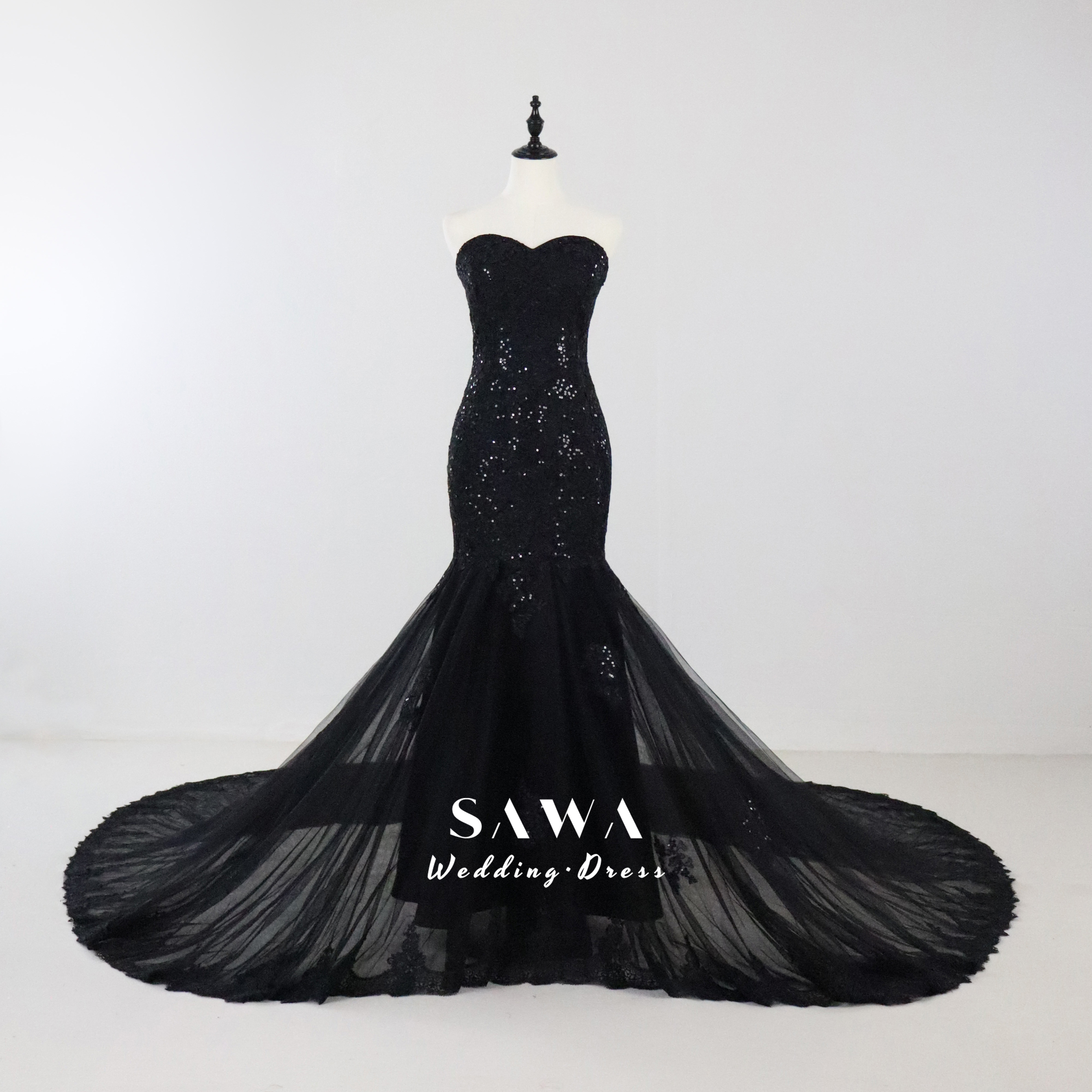 上品　チューブトップ　エレガント　二次会ドレス　カラードレス　ブラック　可愛い　優雅　タイトスカート　前撮りレース付き