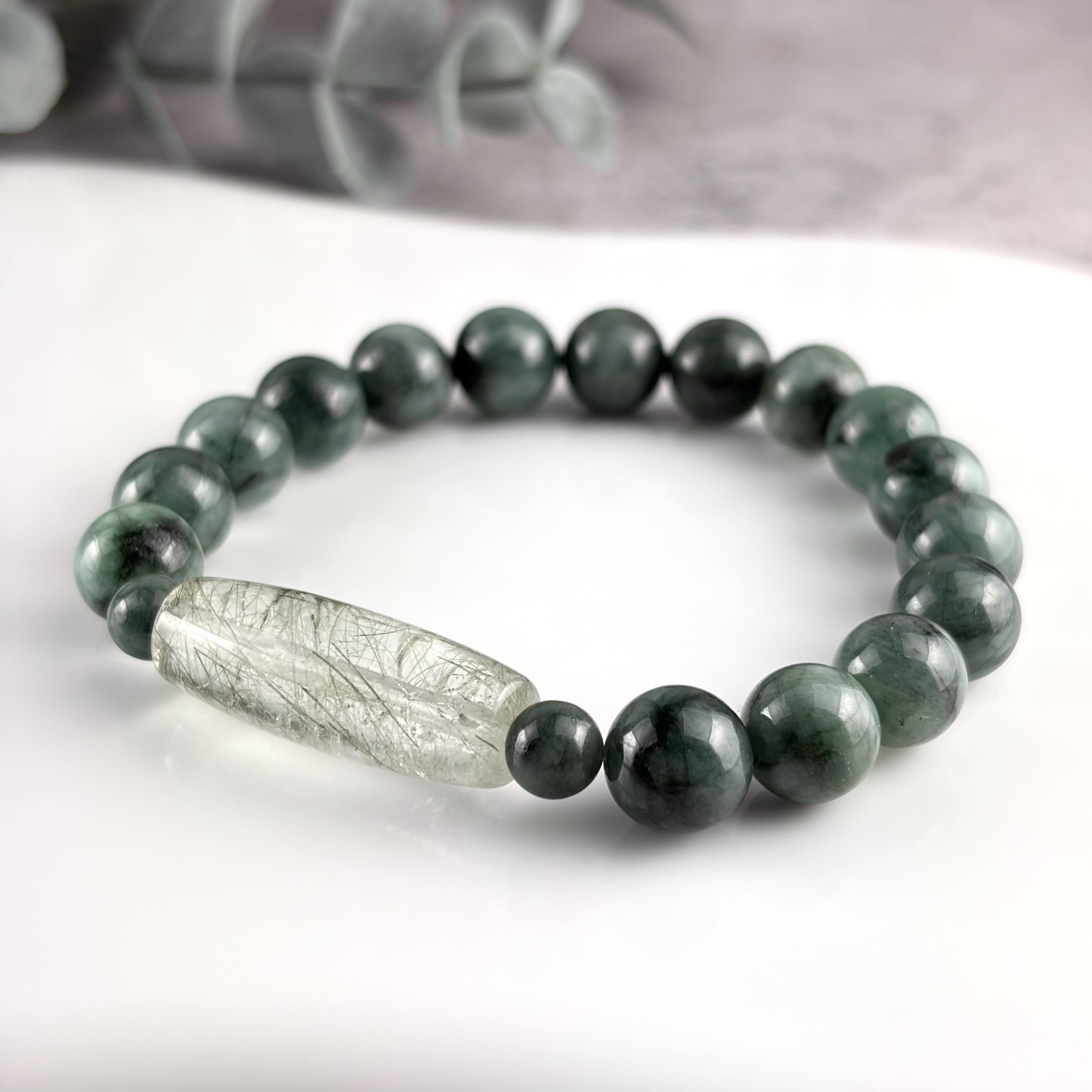 ガネッシュヒマール産水晶&エメラルドブレスレット