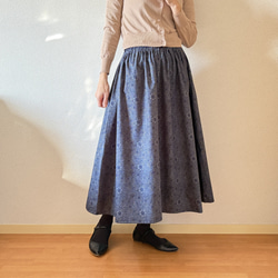 ダブルガーゼギャザースカート エメラルドグリーン ロングスカート