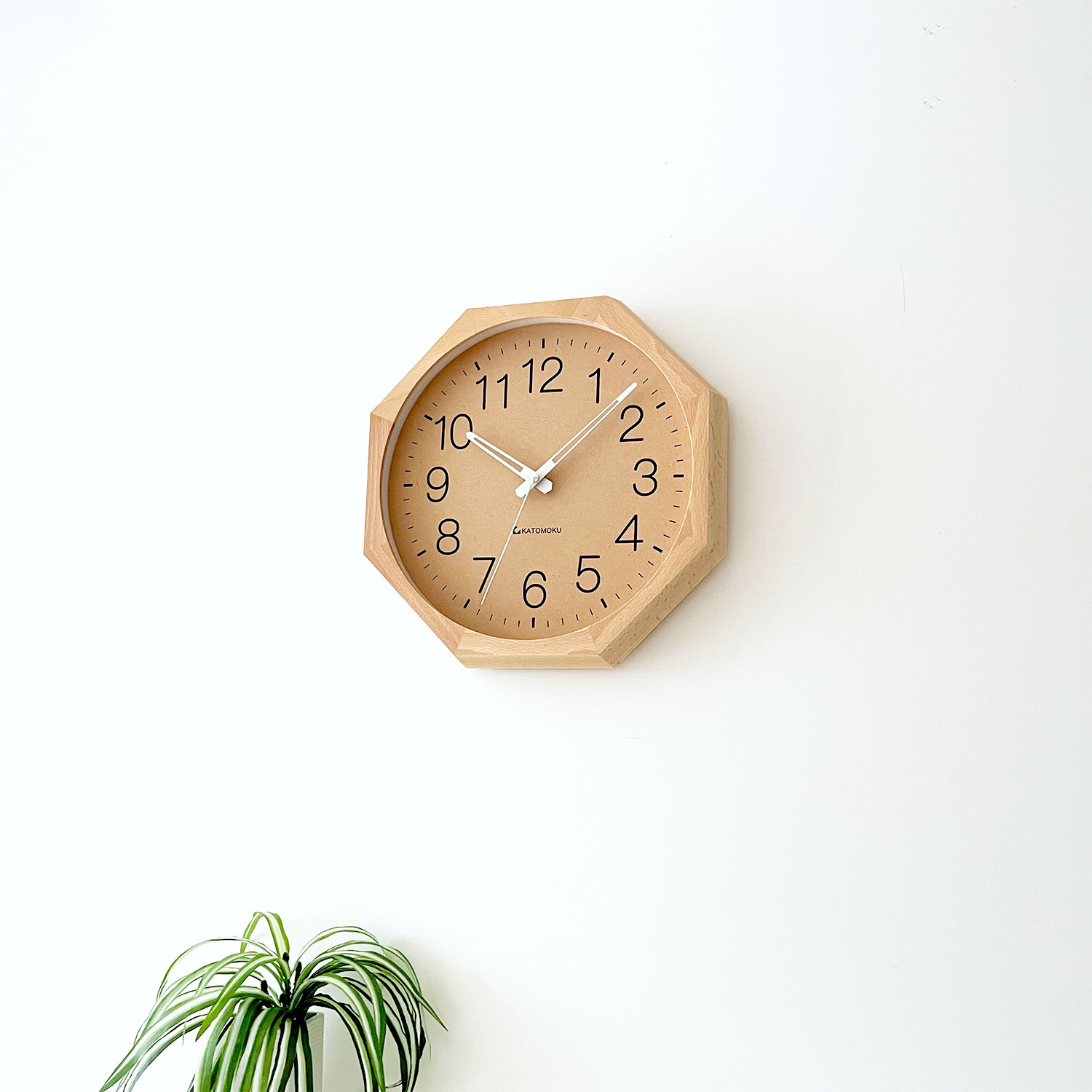 KATOMOKU muku clock 2 八角形 ナチュラル km-45NA8 掛け時計 木製 静か