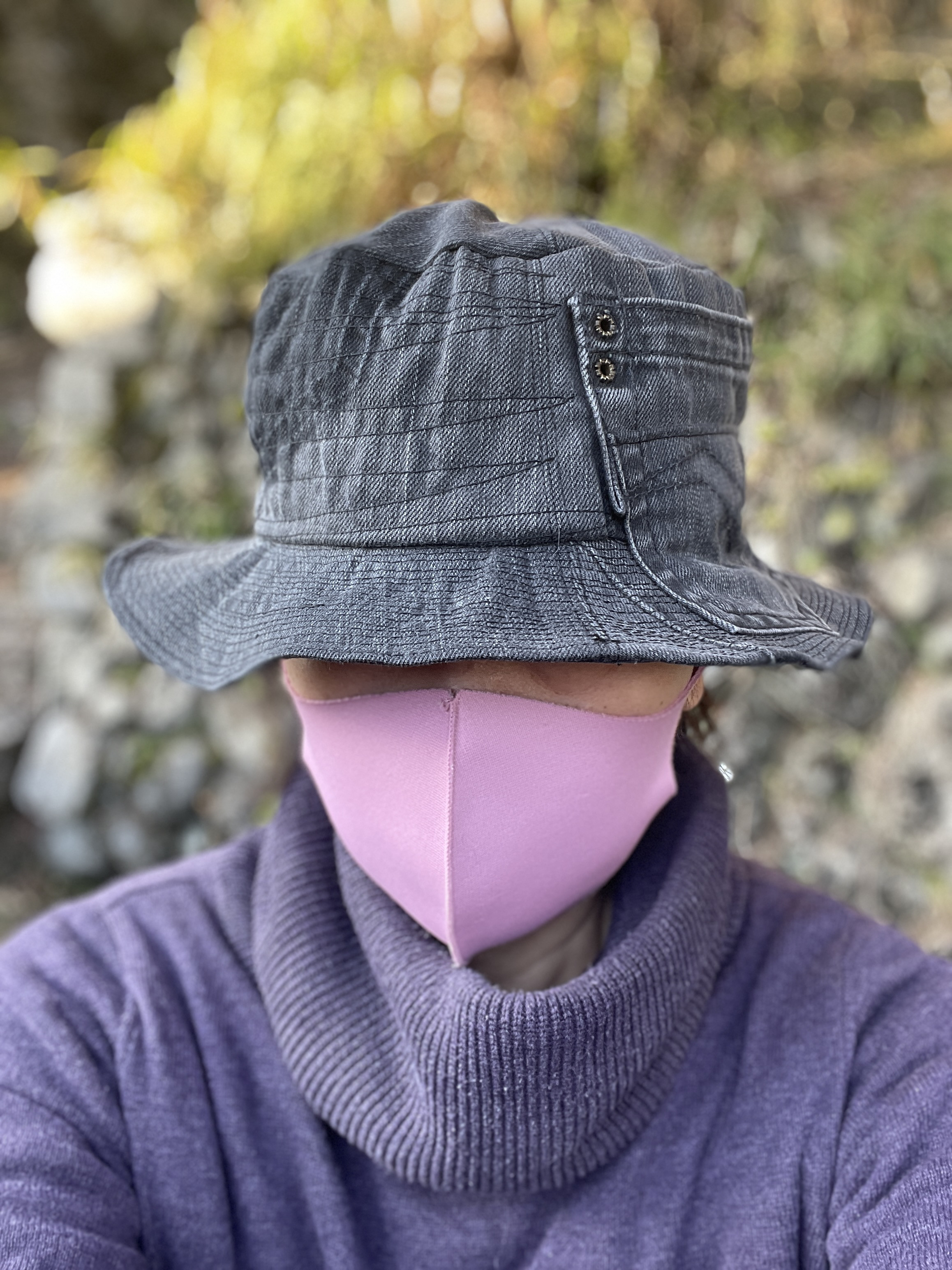 ダークグレー バケットハットデニムリメイクhat-0013