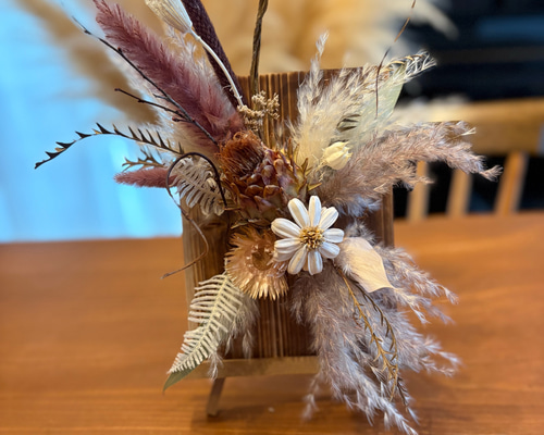 杉　ドライフラワー 杉板にドライフラワーアレンジメント ギフト ドライフラワーアレンジ