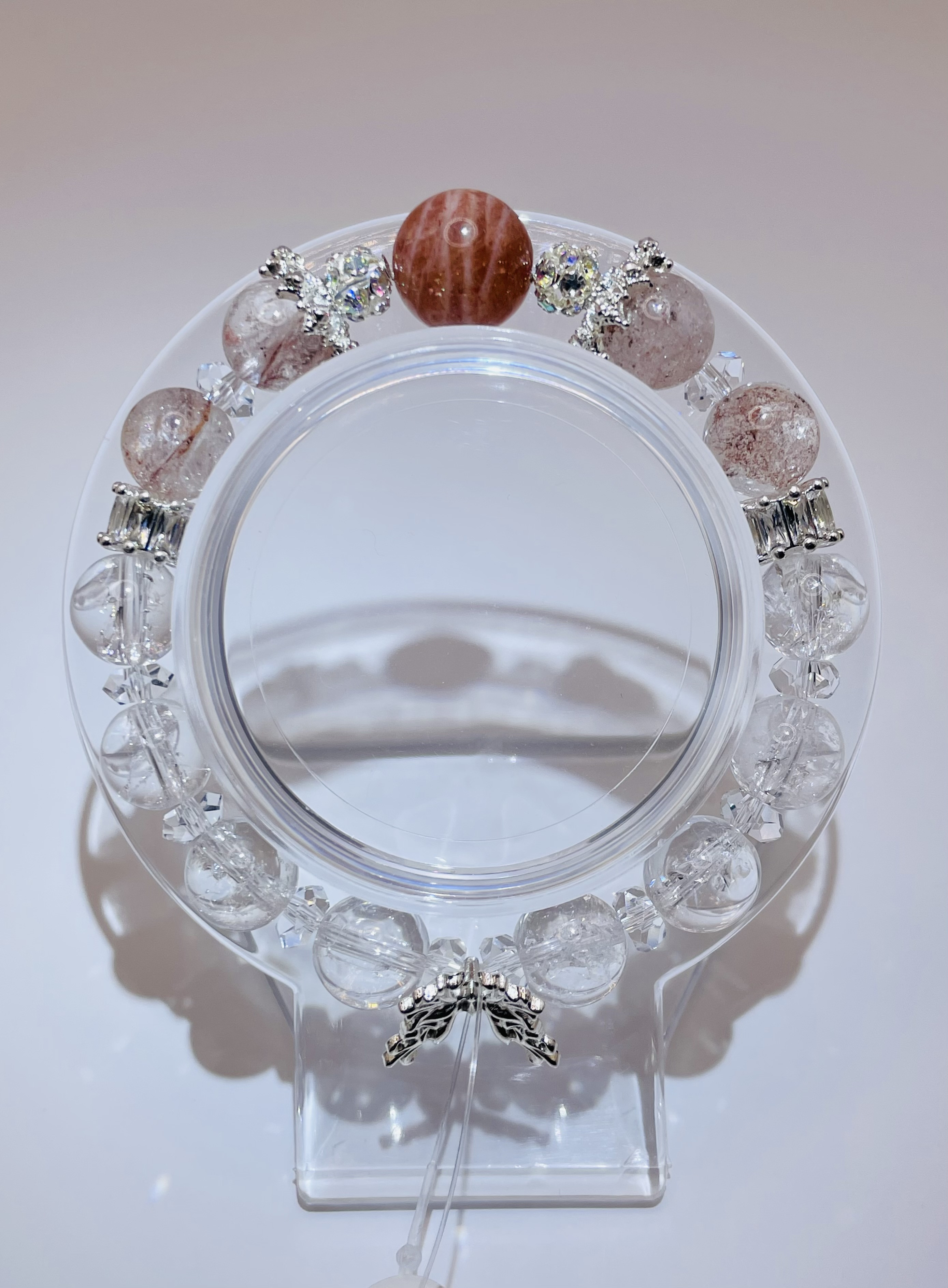 【マイカサンストーン/ピンクアゼツライト/水晶】内径約15.5cm 浄化済み No,449