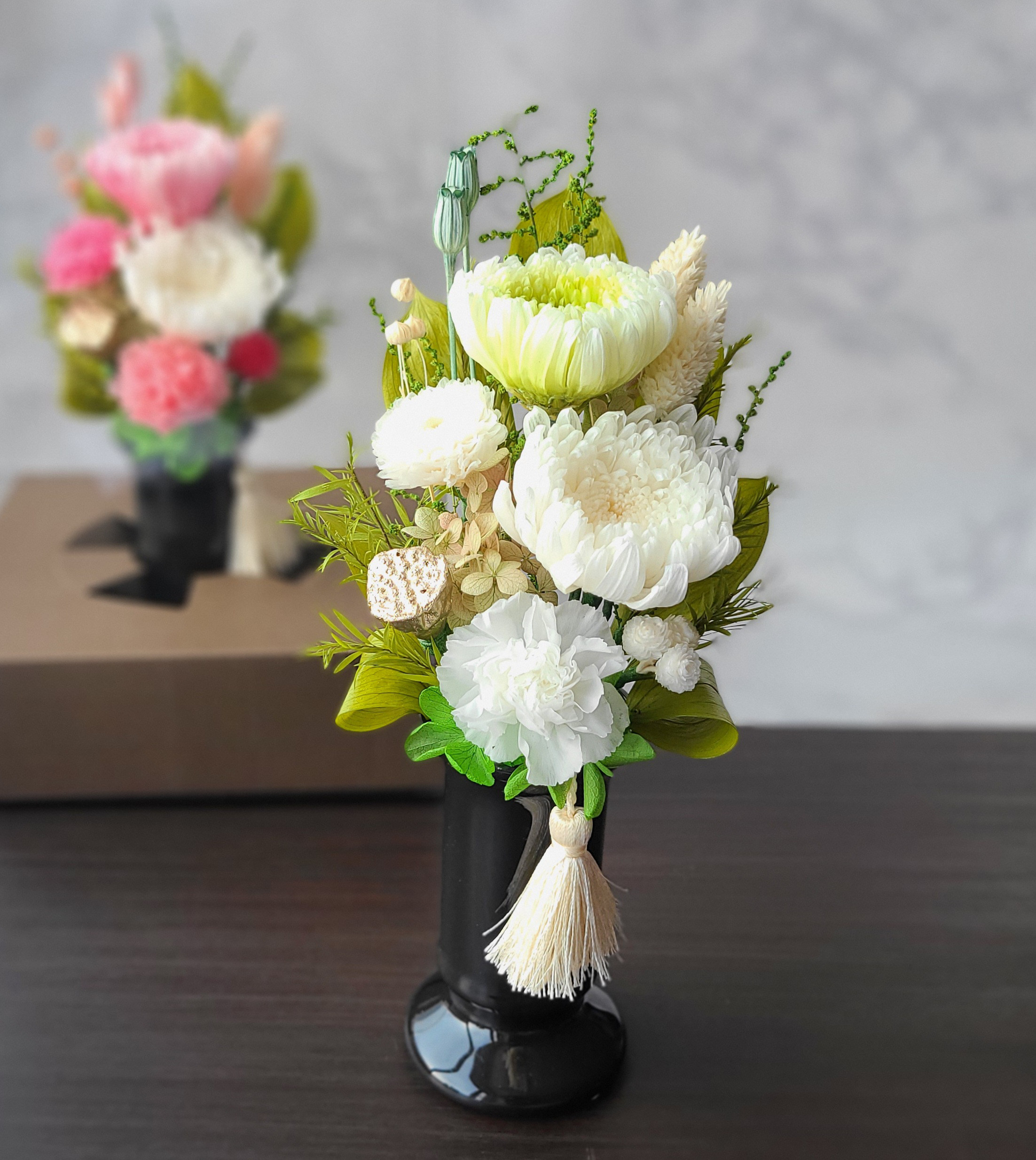 sale☆2000円OFF!!【縦長タイプ】プリザーブドフラワー仏花/スリムで飾りやすい人気デザイン