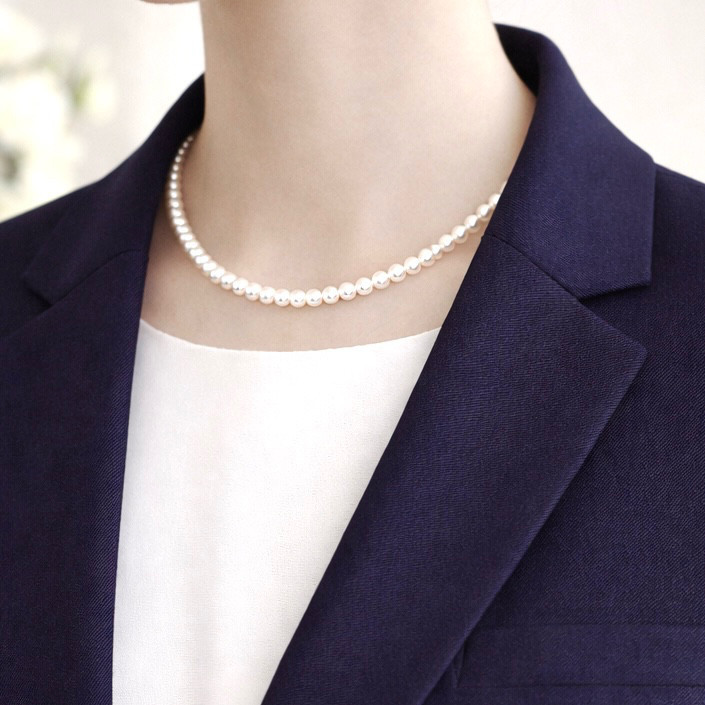 入学式  卒業式  フォーマル用　淡水パールネックレス　40cm 43cm 冠婚葬祭対応 シンプル　一連