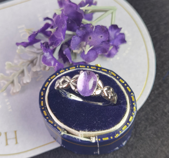 「デイリージュエリー」特価 天然アメジスト クラシックリング　　 3枚目の画像