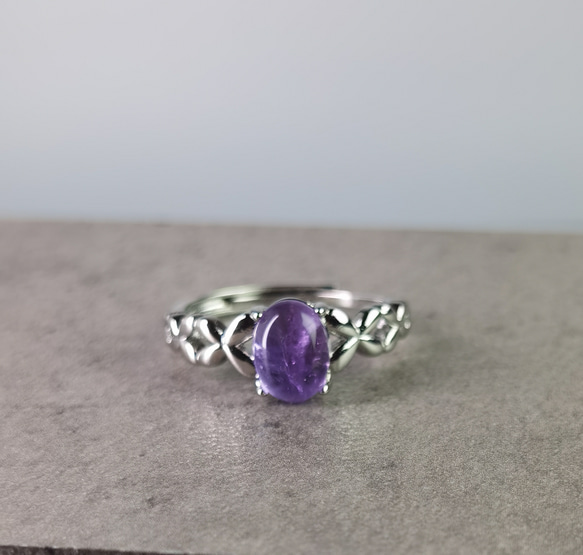 「デイリージュエリー」特価 天然アメジスト クラシックリング　　 2枚目の画像