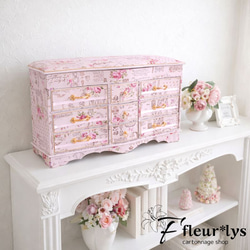 カルトナージュ 薔薇柄家具風ジュエリーボックス／姫系インテリアにも