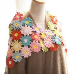 かぎ針編み お花モチーフ編み☆春☆手編み/編み物/鍵編み☆ショール