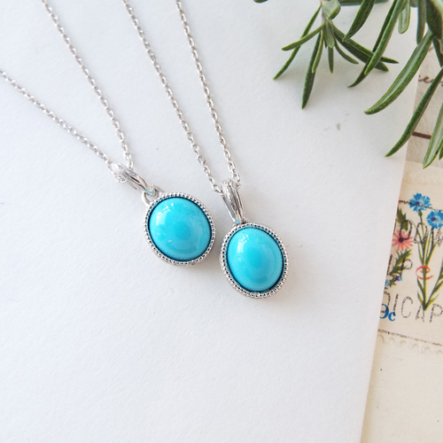 一点物】スリーピングビューティーターコイズのネックレス（スウィング