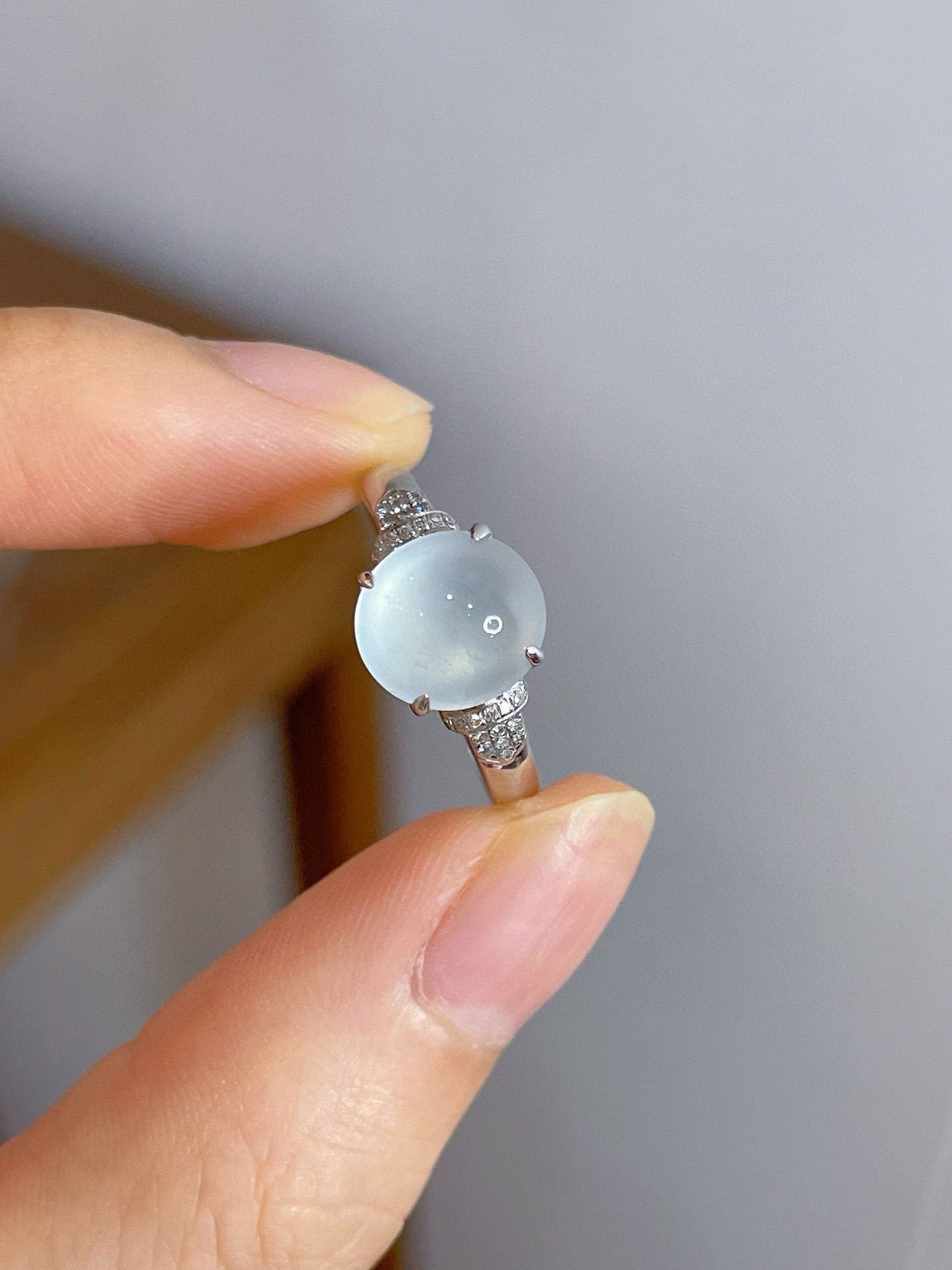 「翡翠」K18 天然氷種ヒスイ　天然ダイヤモンド　上品　忍耐　5月誕生石 本翡翠　A貨　リング 26/1/20