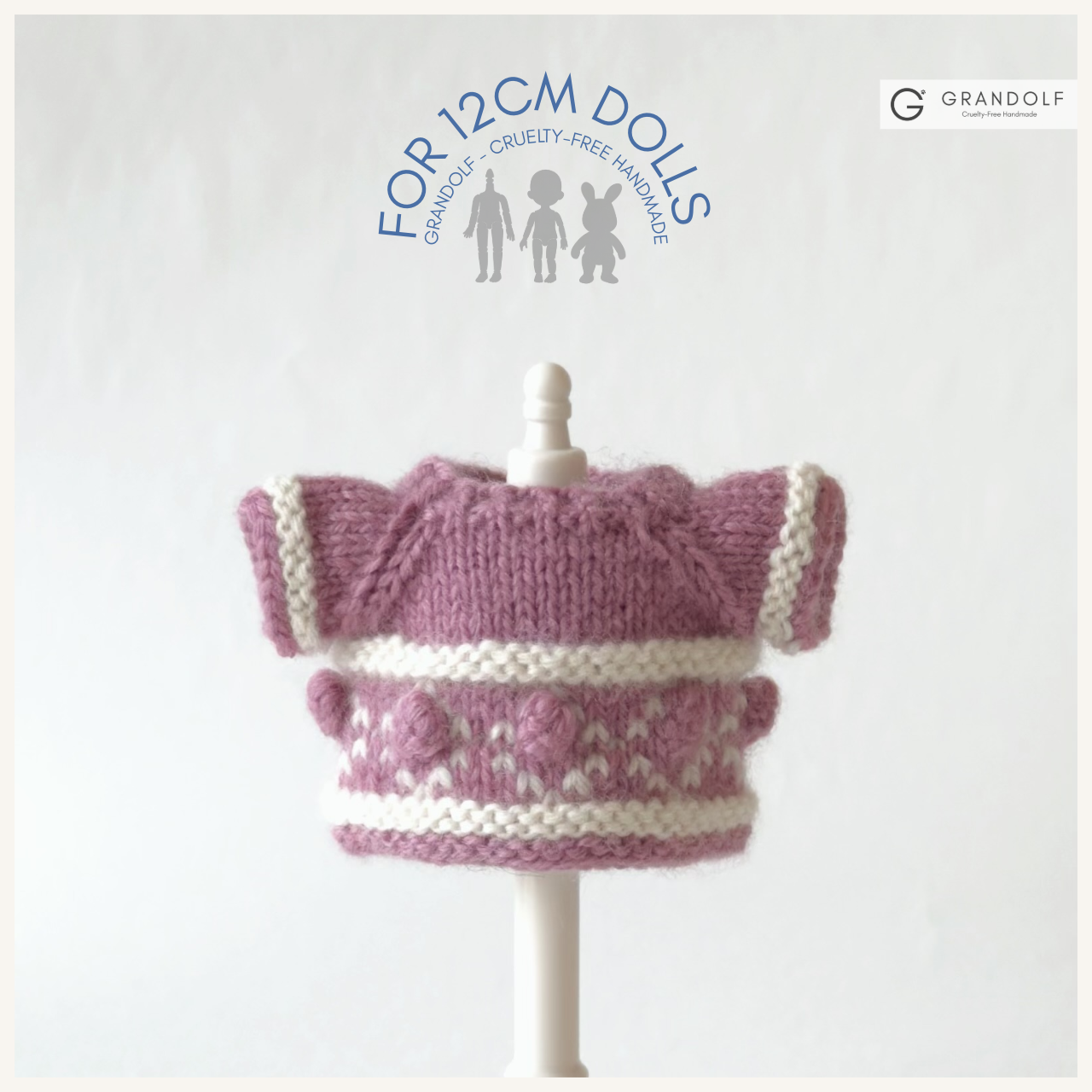 1/12ドール【オーガニックウール100%】立体感が楽しい♪ぽこぽこニット⑦グレイスローズ