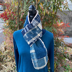 古布 リメイク 藍染 型染 パッチワーク ウール ダッフルコート 大きいサイズ 古布 リメイク 藍染 型染 パッチワーク ウール ダッフルコート 大きい