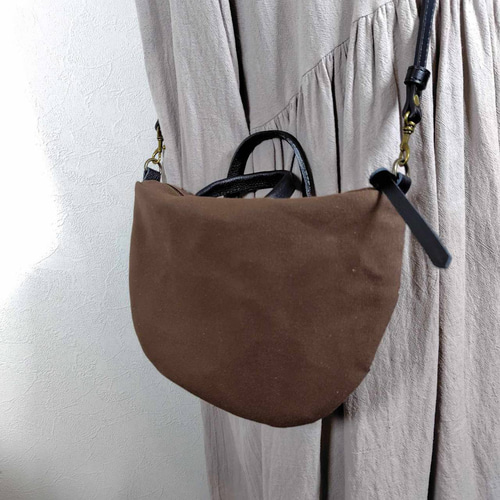 オーダー　ミナペルホネン rosyブラウンショルダーバッグ ミナペルホネン/rosyロージィーブラウン/ドミニラウンドショルダー