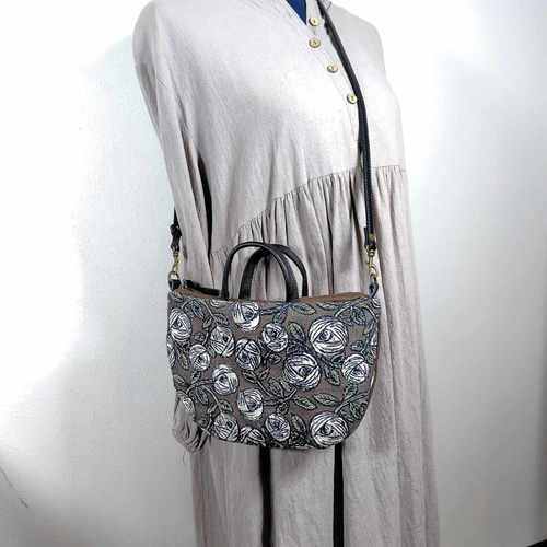 オーダー　ミナペルホネン rosyブラウンショルダーバッグ ミナペルホネン/rosyロージィーブラウン/ドミニラウンドショルダー