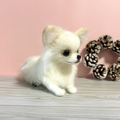 羊毛犬 羊毛フェルト ぱっちりお目目のチワワちゃん 羊毛フェルト