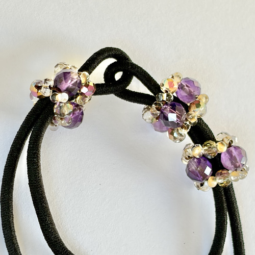 2月誕生石】天然石のヘアゴム（アメジスト小粒3連） ヘアゴム 天然石の