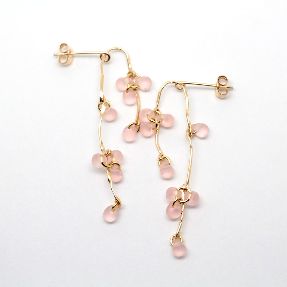 【ガラス】さくらロングピアス　K14GF　P1437PK