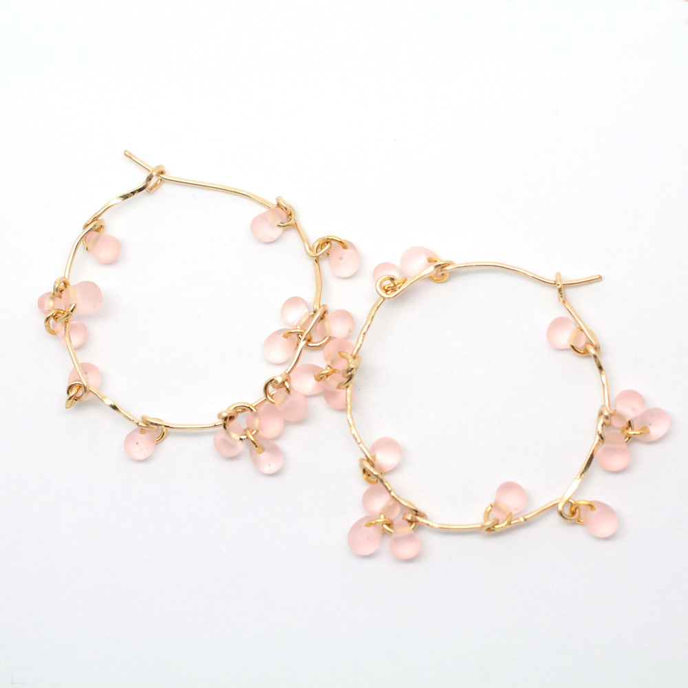 【ガラス】さくらフープピアス　K14GF　P1438PK