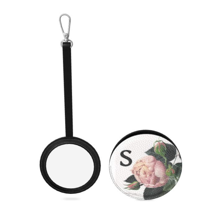 バッグの中で迷子にならない名前 入り 本革コンパクト ミラー　シャルロットぺリアン