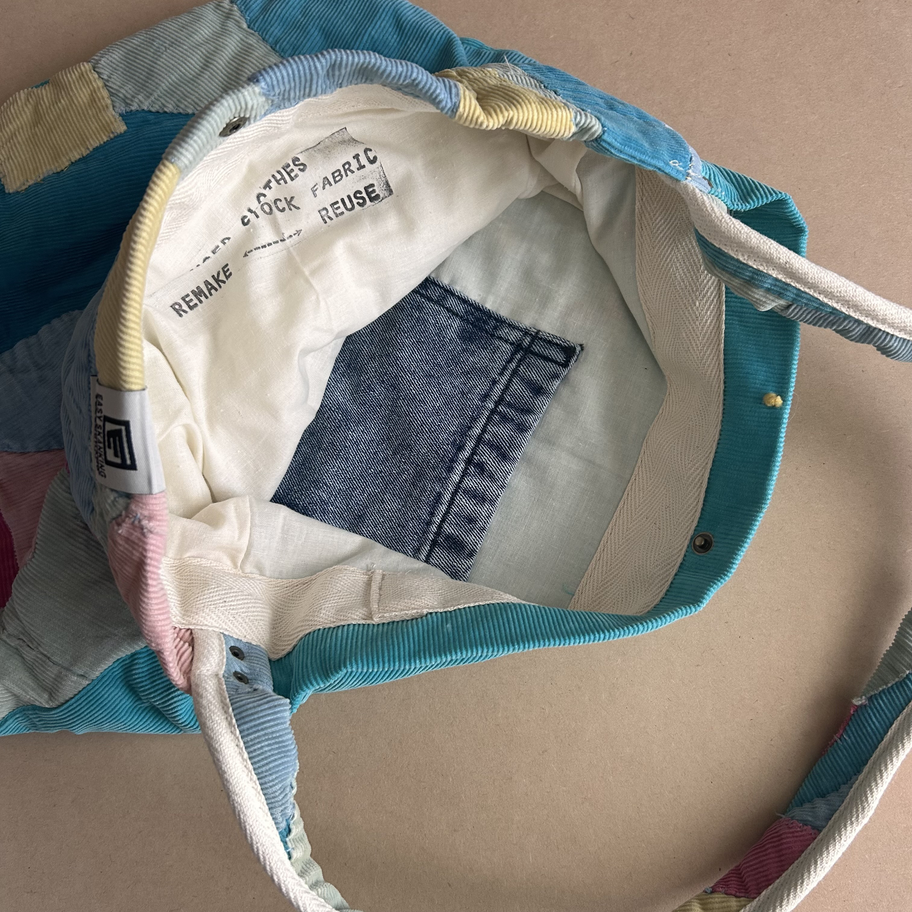 Vintag Corduroy Patchwork Quilt Remake BAG ④