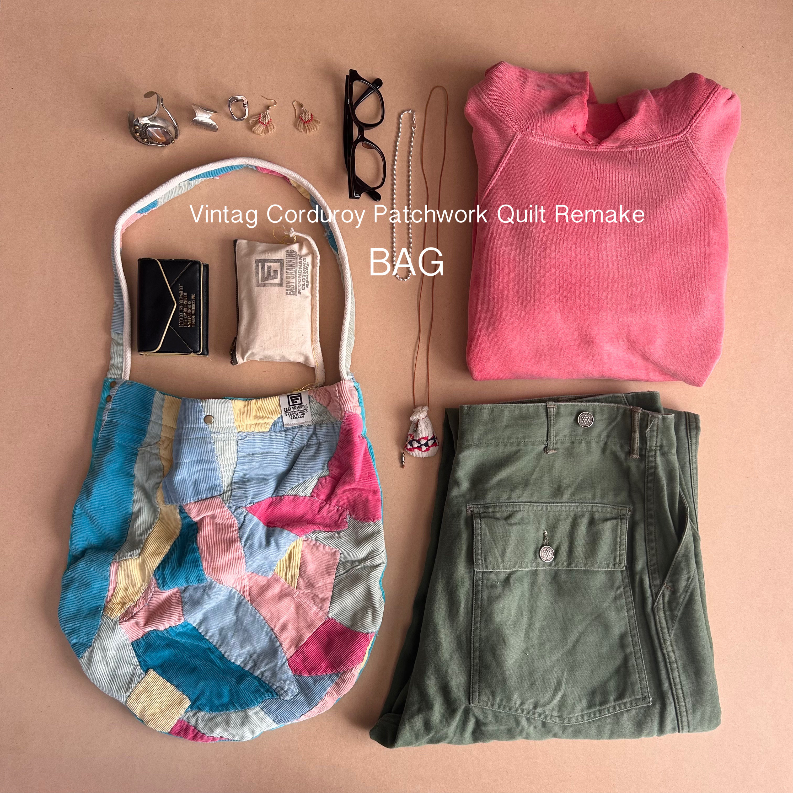 Vintag Corduroy Patchwork Quilt Remake BAG ④