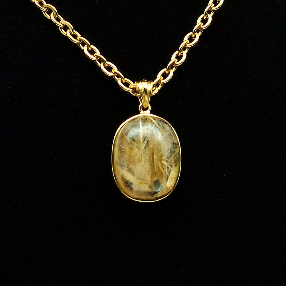 一点限り　タイチンルチルクォーツ ネックレストップ 表情豊かなゴールドルチル 約4g 天然石 ghrnt10　京海堂