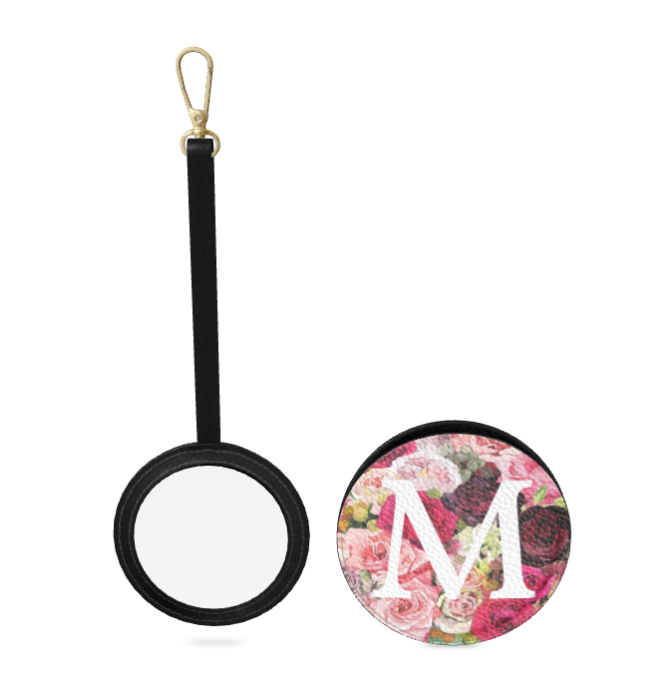 バッグの中で迷子にならない名前 入り 本革コンパクト ミラー　スィ―トピーと富士山