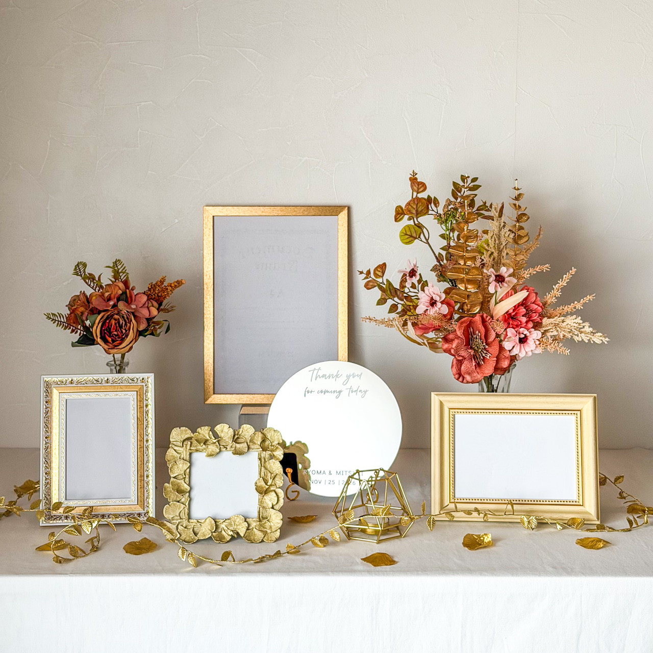 【アンティークゴールド／シンプル・ナチュラル】ウェルカムスペースセット（名入れミラー付き）