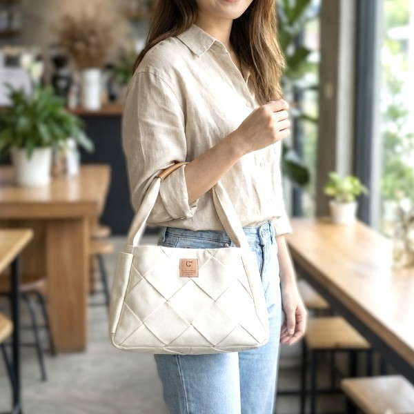 帆布を編み込んだ‼︎ ワンショルダー手提げバッグ 4,510円