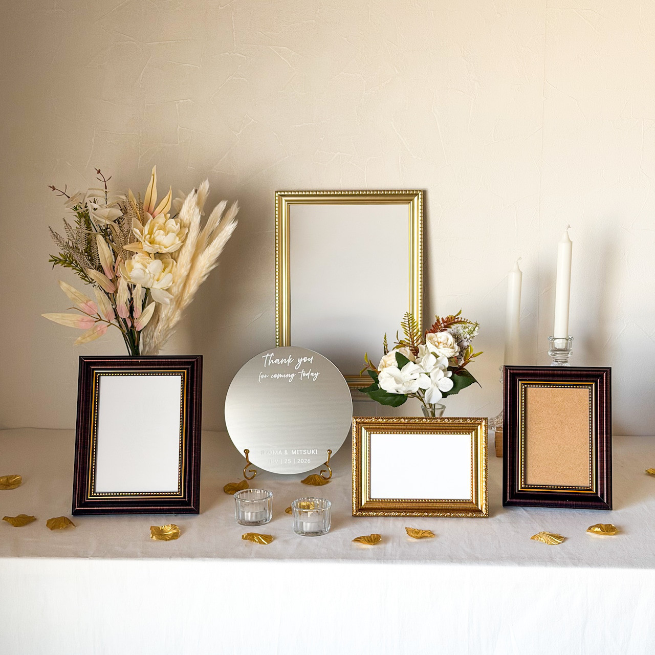 【ゴールドブラウン／シンプル・ナチュラル】ウェルカムスペースセット（名入れミラー付き）
