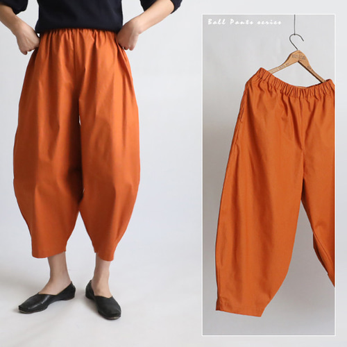 新作 88cm 上質ギマ擬麻コットン ボールパンツ バルーン ゆったり