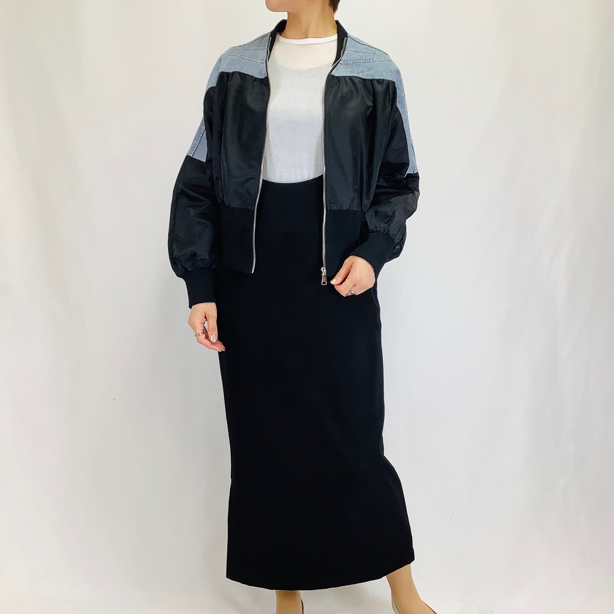 №A16702　【2026年 春　新作】デニム切替ROOKテイストジャケット