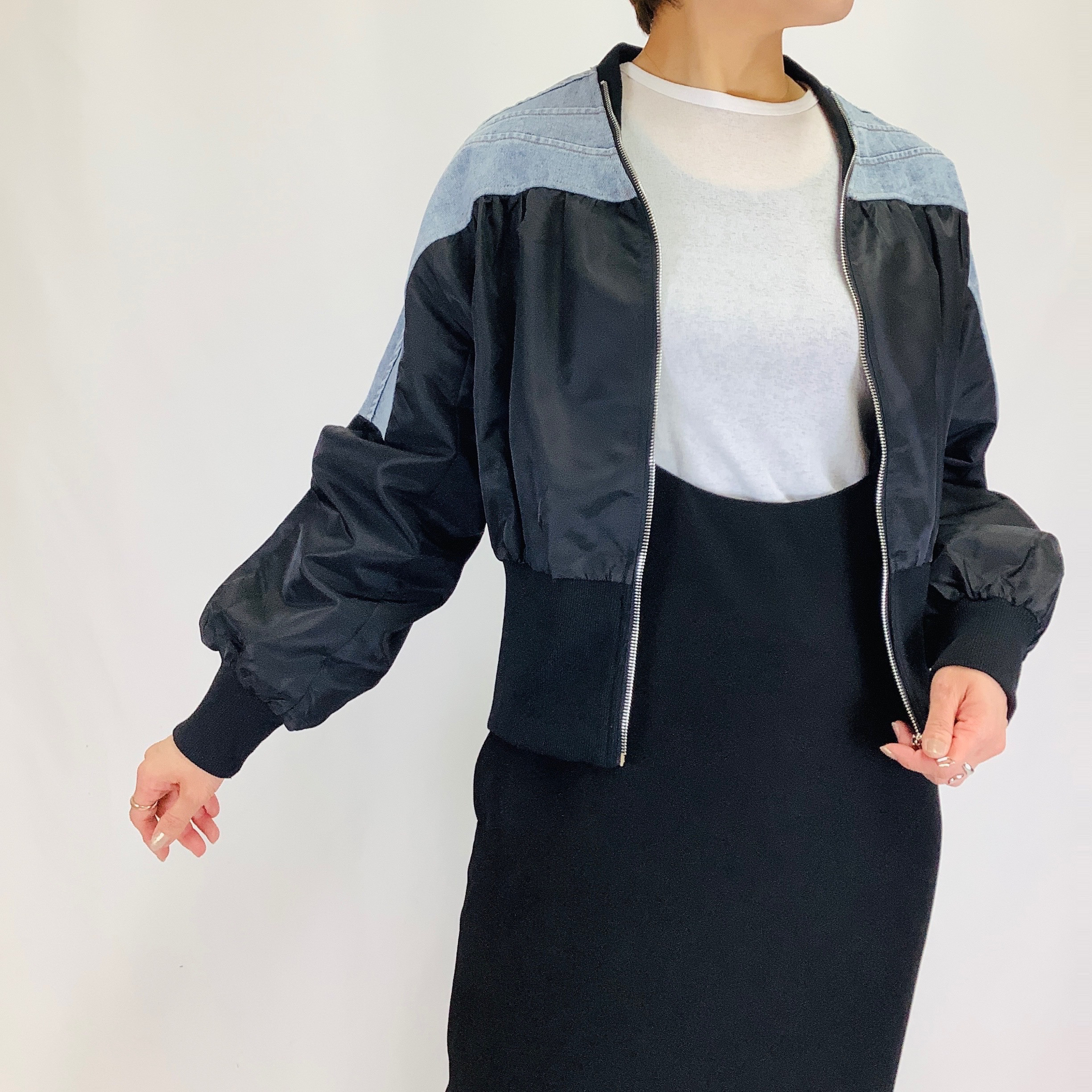 №A16702　【2026年 春　新作】デニム切替ROOKテイストジャケット