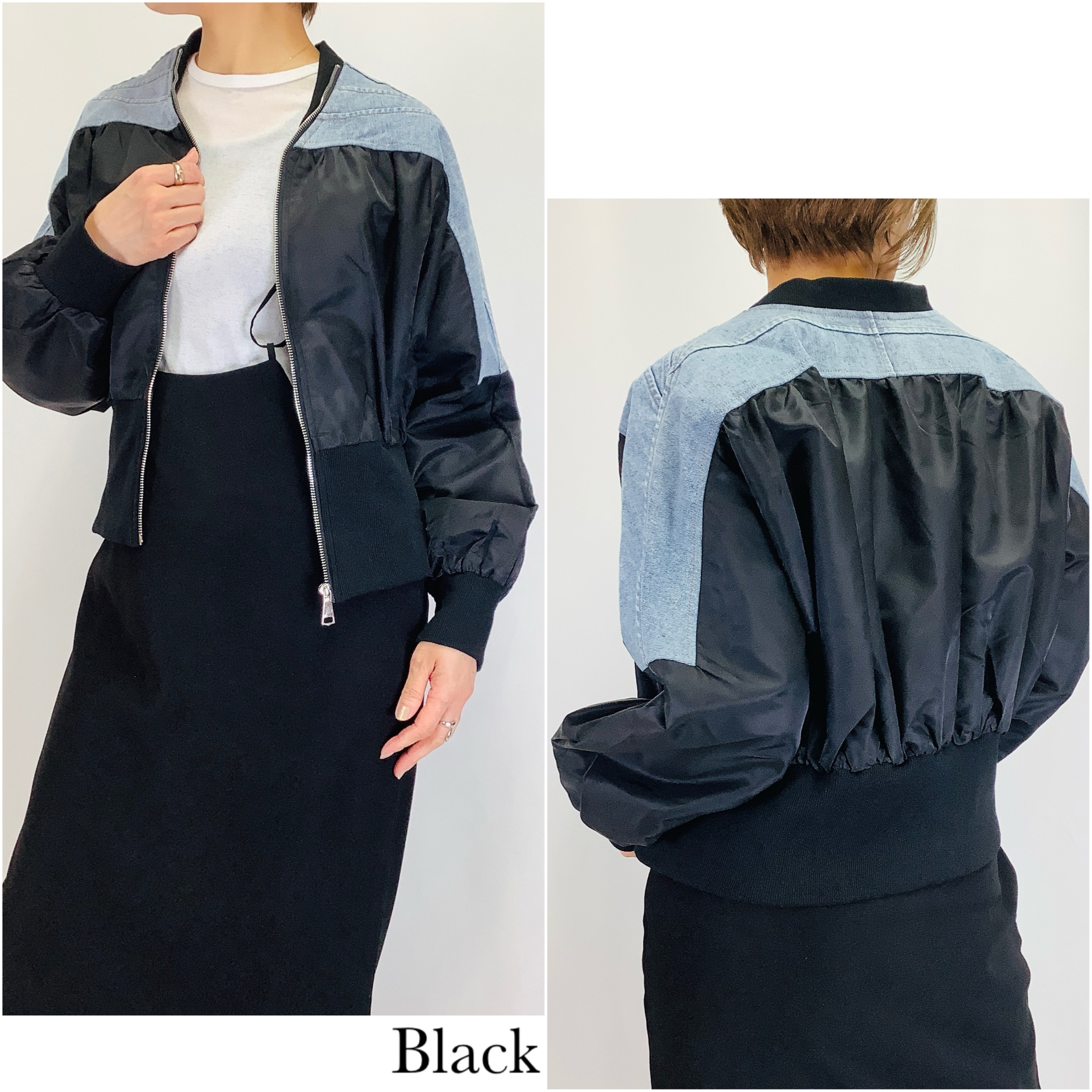 №A16702　【2026年 春　新作】デニム切替ROOKテイストジャケット